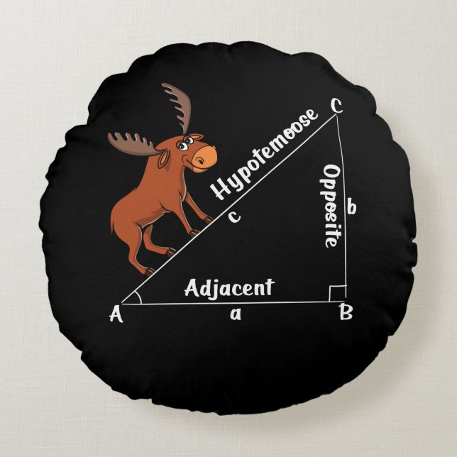 Funny Math Hypotemoose Geometry Moose Joke Pun Round Cushion (Front)