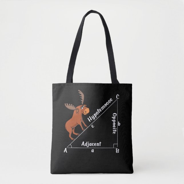 Funny Math Hypotemoose Geometry Moose Joke Pun Tote Bag (Front)