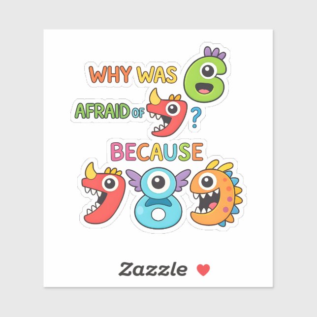 Funny Math Joke Numbers Sticker for Kids (Sheet)