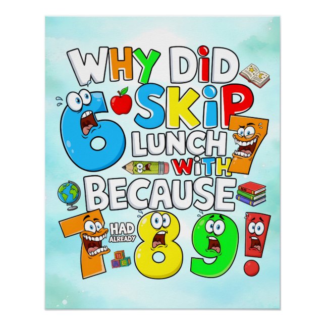Funny Math Joke Numbers Sticker for Kids Poster (Front)