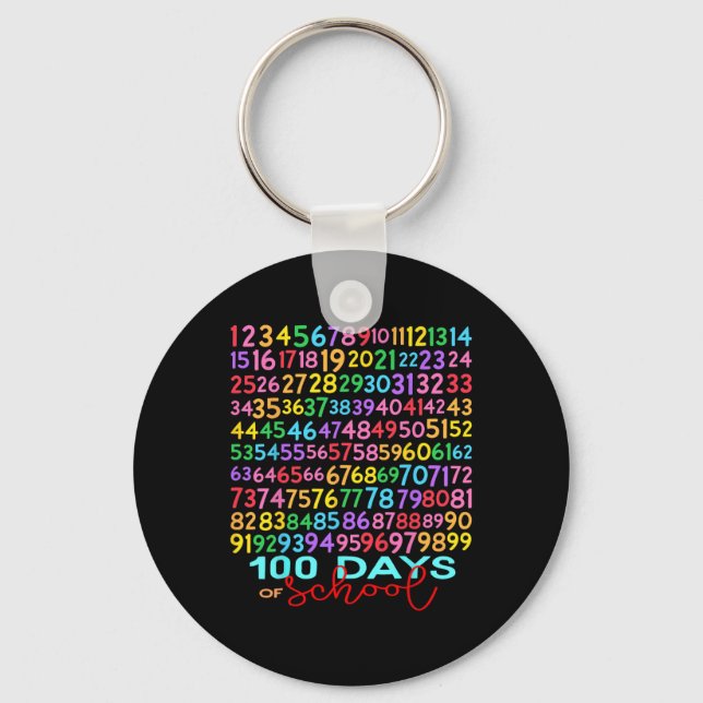 Funny Math Numbers 100th Day Of School Teacher Kid Key Ring (Front)