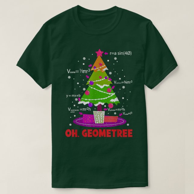 Funny Math Oh Geometree Christmas Tree Geometry Ar T-Shirt (Design Front)