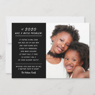 Funny Math Problem Black 2020 New Year Photo Holiday Card