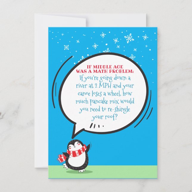 Funny Math Problem Middle Age Birthday Card (Front)