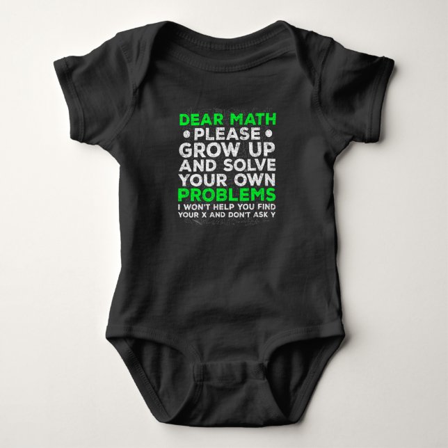 Funny Math Problems School Mathematics Struggle Baby Bodysuit (Front)