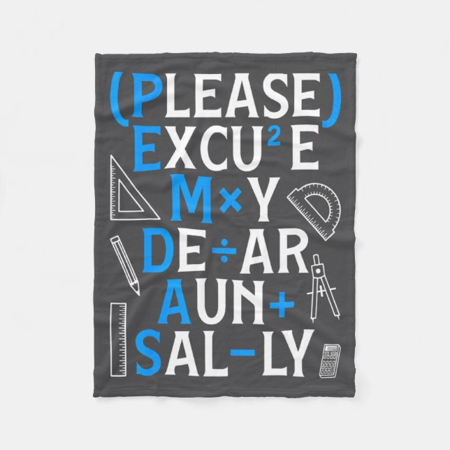 Funny Math Rules Pemdas Pun Teachers Math Day  Fleece Blanket (Front)