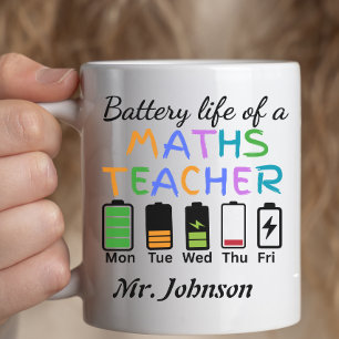 Funny Math Teacher Battery Life Custom Name Coffee Mug
