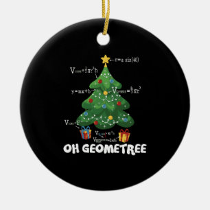 Funny Math Teacher Christmas Geometree Ceramic Ornament