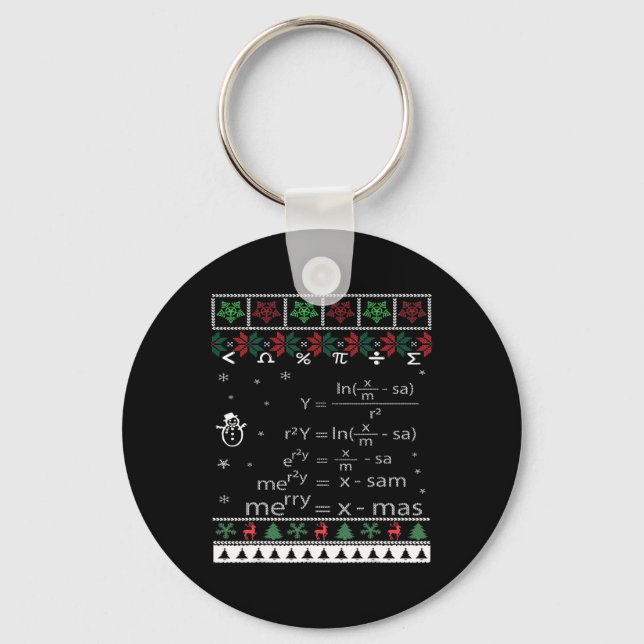 Funny Math Teacher Christmas Merry Xmas In Math Eq Key Ring (Front)