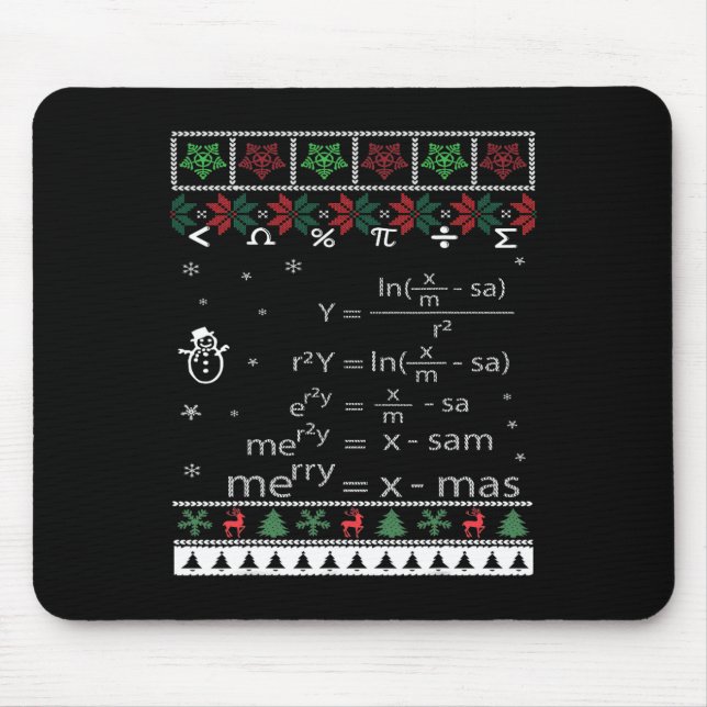 Funny Math Teacher Christmas Merry Xmas In Math Eq Mouse Pad (Front)