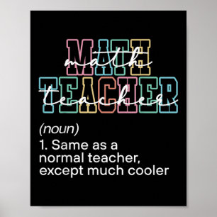 Funny Math Teacher Definition Back To School First Poster