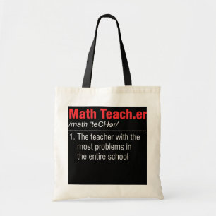 Funny Math Teacher Definition Teacher With Most Tote Bag