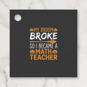 Funny Math Teacher Halloween Broom Favour Tags