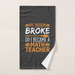 Funny Math Teacher Halloween Broom Hand Towel