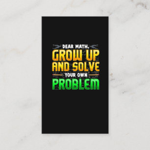 Funny Math Teacher Homework Mathematics Problems Business Card