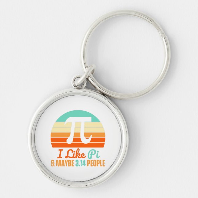 Funny Math Teacher March 14th Pi Day Merch I Like  Key Ring (Front)
