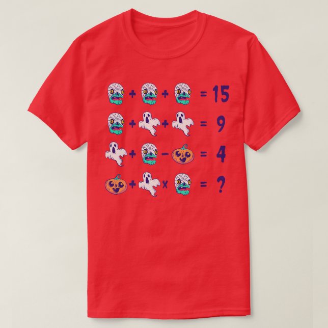 Funny Math Teacher Operations Question Halloween C T-Shirt (Design Front)
