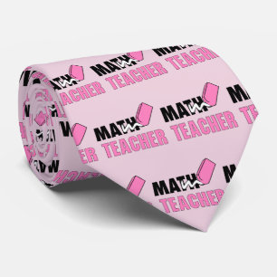 Funny Math Teacher Pink Eraser Tie