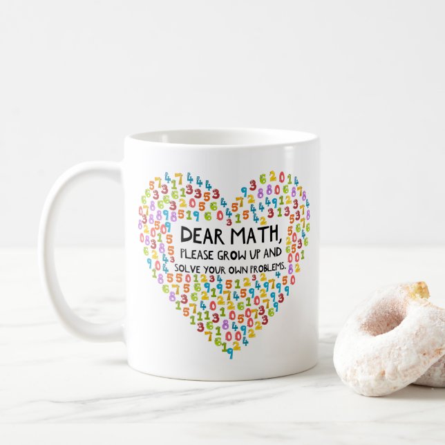 Funny Math Teacher Rainbow Heart Coffee Mug (With Donut)