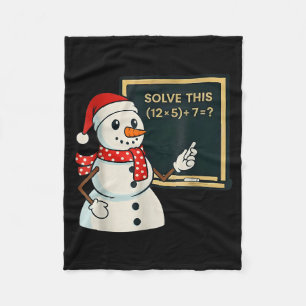 Funny Math Teacher Snowman Christmas Puzzle Winter Fleece Blanket