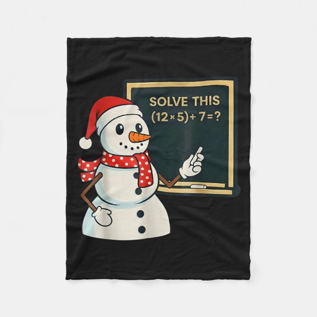 Funny Math Teacher Snowman Christmas Puzzle Winter Fleece Blanket (Front)