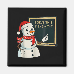 Funny Math Teacher Snowman Christmas Puzzle Winter Magnet