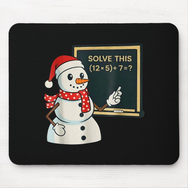 Funny Math Teacher Snowman Christmas Puzzle Winter Mouse Pad (Front)