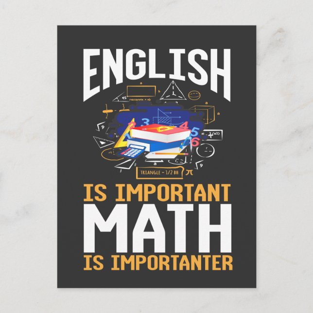 Funny Math Teacher Struggle English Problems Postcard (Front)