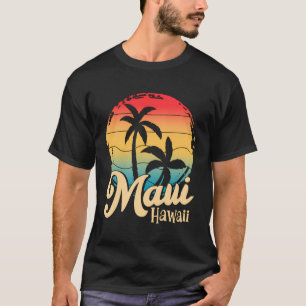 Funny Maui Palm Tree Hawaii Retro Surfing Hawaiian T-Shirt