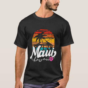 Funny Maui Palm Tree Surfing Hawaii Retro Hawaiian T-Shirt