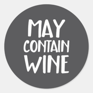 Funny May Contain Wine Classic Round Sticker
