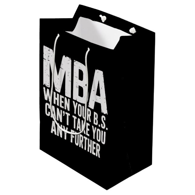 Funny MBA Master Degree Graduation Day Medium Gift Bag (Front Angled)