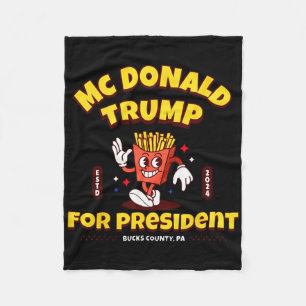 Funny Mcdonald Trump For President 2024 French Fri Fleece Blanket