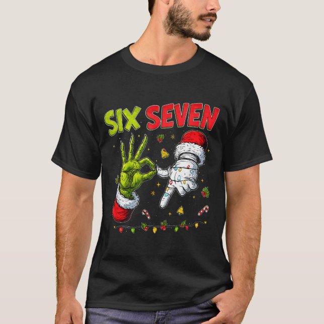 Funny Mean Guy Christmas Viral 6 7 Six Seven Meme  T-Shirt (Front)