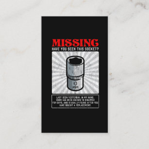 Funny Mechanic 10mm Socket Missing Workshop Tool Business Card