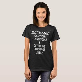 Funny Mechanic Caution Flying Tools Mechanic T-Shirt