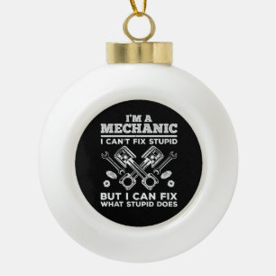 Funny Mechanic for Men Dad Car Auto Diesel Automob Ceramic Ball Christmas Ornament