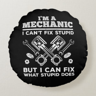 Funny Mechanic for Men Dad Car Auto Diesel Automob Round Cushion