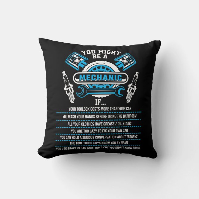 Funny Mechanic Garage Workshop Technician Cushion (Front)