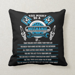 Funny Mechanic Garage Workshop Technician Cushion