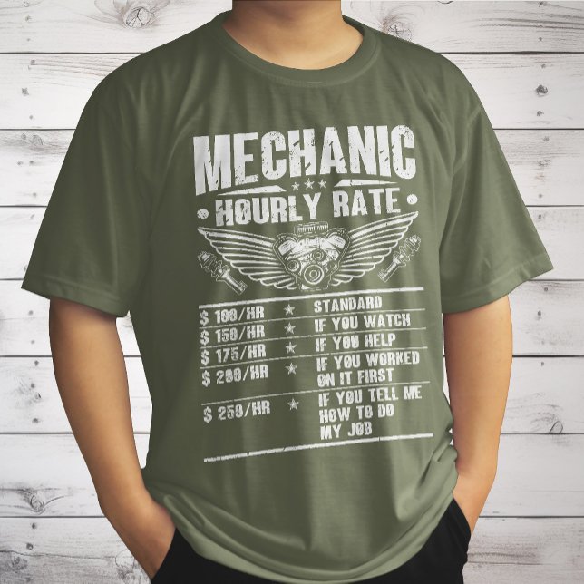 Funny Mechanic Hourly Rate Auto Car Mechanic Labou T-Shirt (Creator Uploaded)