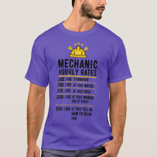 Funny Mechanic Hourly Rate Gift Shirt Labour Rates