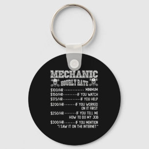 Funny Mechanic Hourly Rate Joke Design  Key Ring