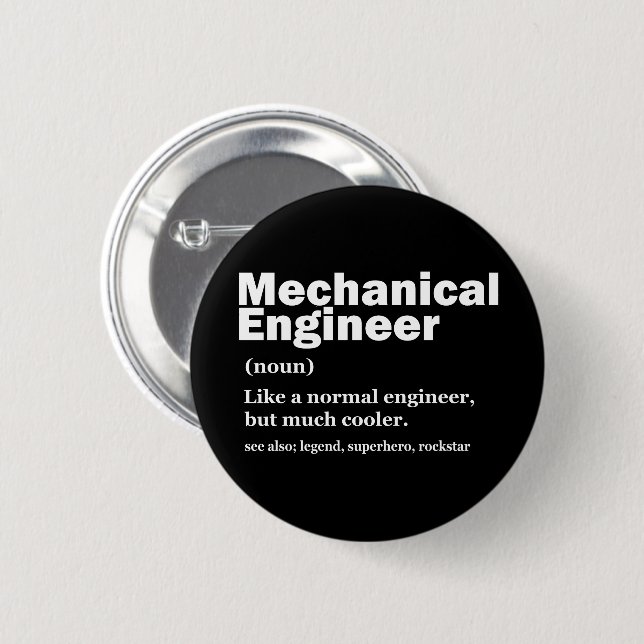 Funny Mechanical Engineer Definition Engineering 6 Cm Round Badge (Front & Back)