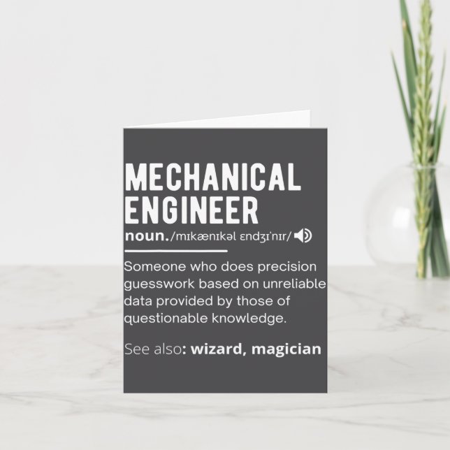 Funny Mechanical Engineer Definition Engineering  Card (Front)