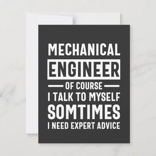 Funny Mechanical  Engineer Gift Thank You Card (Front)