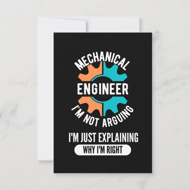 Funny Mechanical Engineer, Mechanical Engineering Card (Front)