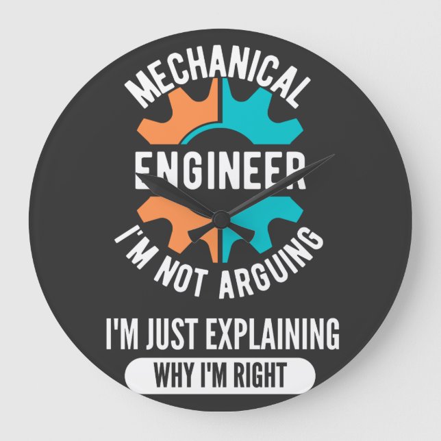 Funny Mechanical Engineer, Mechanical Engineering Large Clock (Front)