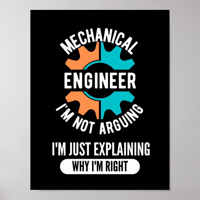 Funny Mechanical Engineer, Mechanical Engineering Poster (Front)