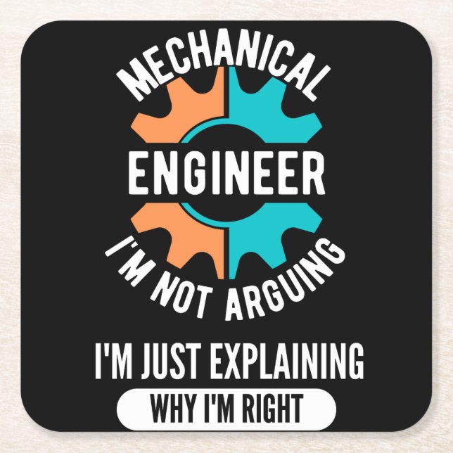 Funny Mechanical Engineer, Mechanical Engineering Square Paper Coaster (Front)